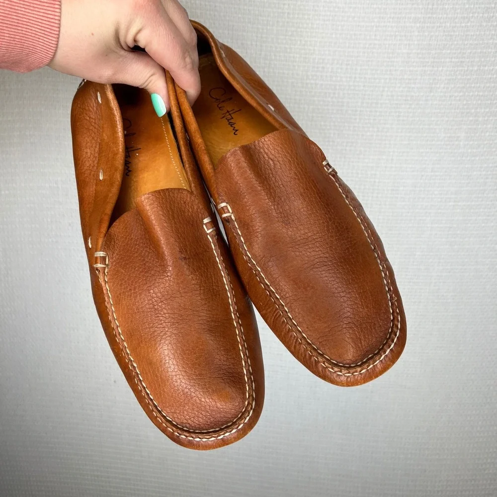 Cole Haan Grant Driver‎ Mens 10M British Tan Leather Nike Air Loafers C00026